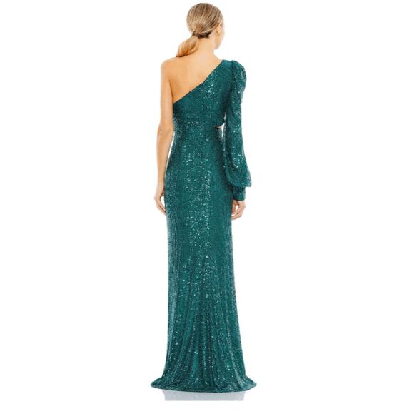 Mac Duggal NWT size 6 one shoulder sequin formal gown slit style 26730 - Picture 3 of 10